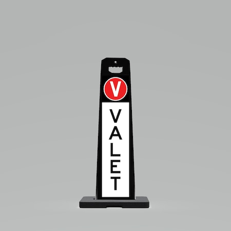 Plasticade 44.5x17.5x9in. Outdoor Standing Panel Sign, Double-Sided, VALET UV4109-BK-PRK9